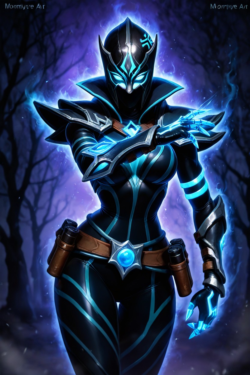 Intense Focus, Dark Violet Skin, D Render Game Hentai IA