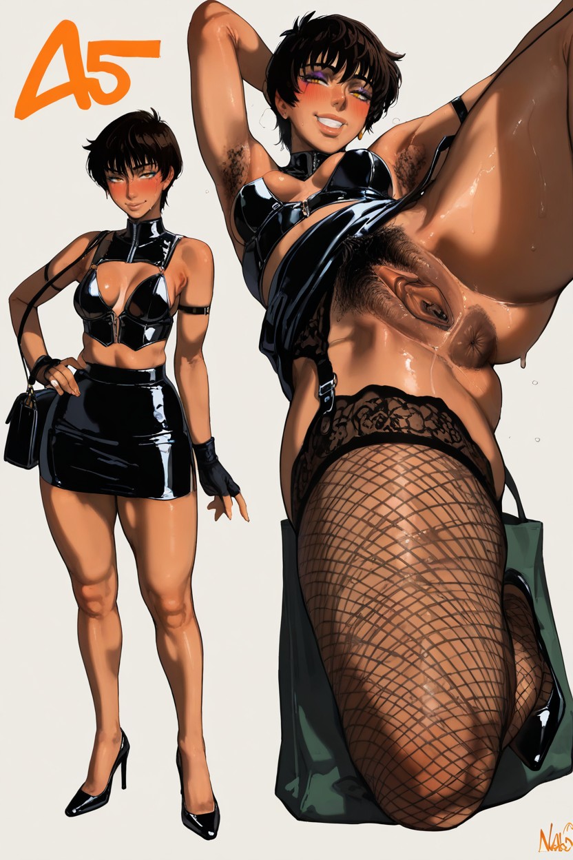 Very Extremely Exaggerated Makeup, Fat Pussy, Simple Cel-shading Using - Tonal Values Per Surface Porno IA Hentai