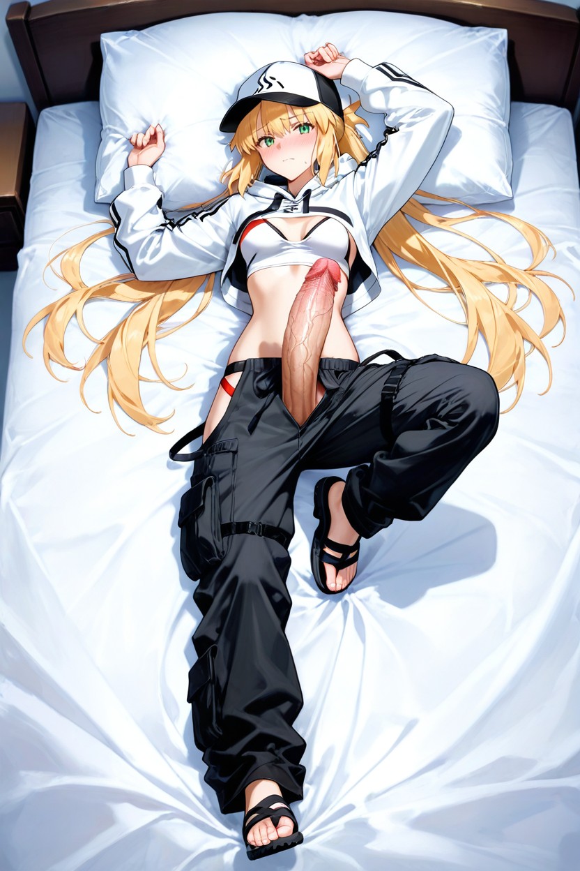 Feet Visible, Lying On Her Back, Full-body Vertical Character Illustration Porno IA Hentai