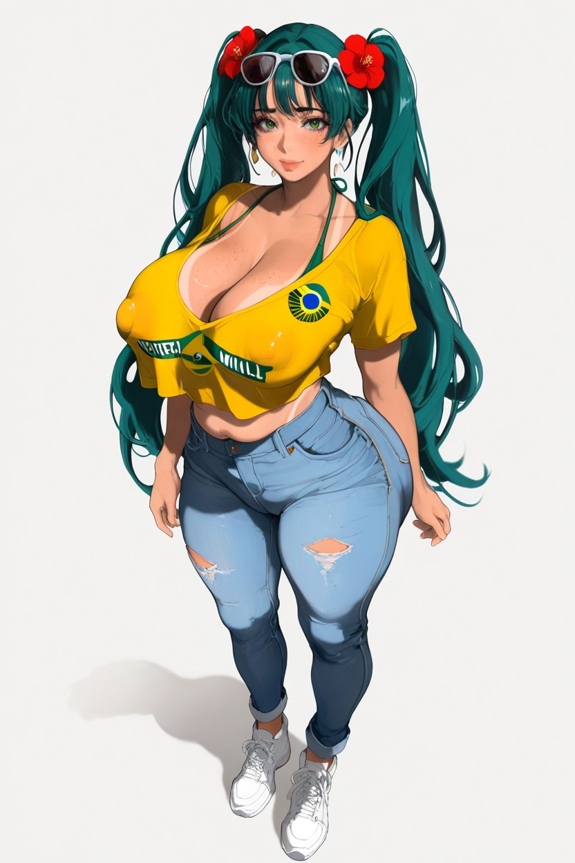 Solid White Background, Looking At Viewer, Shy Face Hentai AI Porn