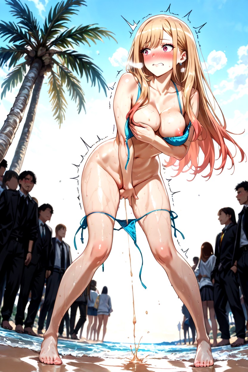 Off Bra, Outdoor, Palm Tree AI黄漫