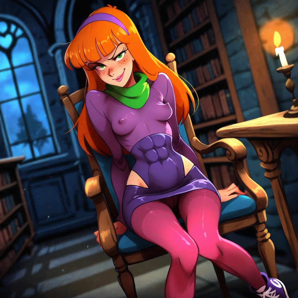 In Haunted Mansion, Sourire Narquois, Erect Nipples Under Clothes Porno IA Hentai