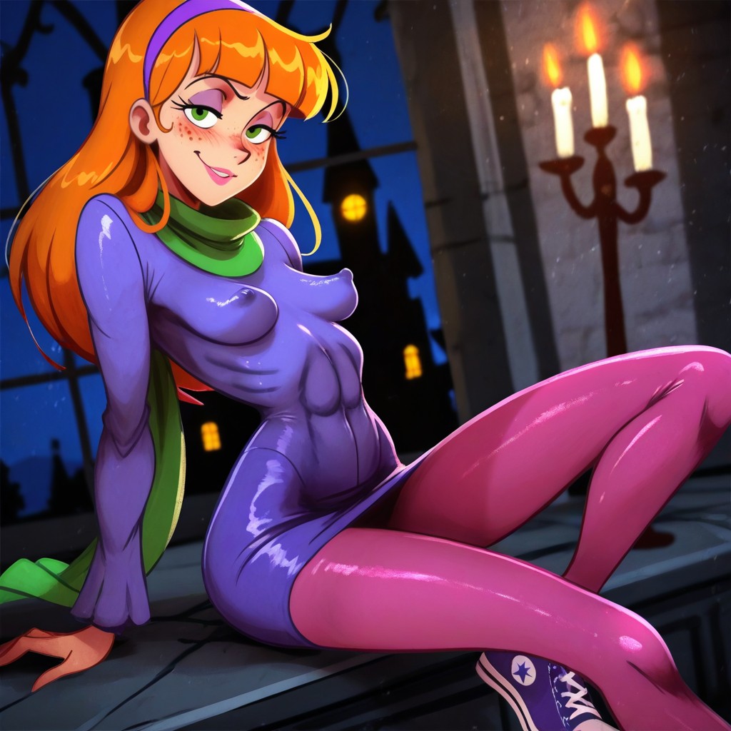 Dimly Lit By Candle Light, Pink Pantyhose, Disney Art Style Hentai IA pornografia