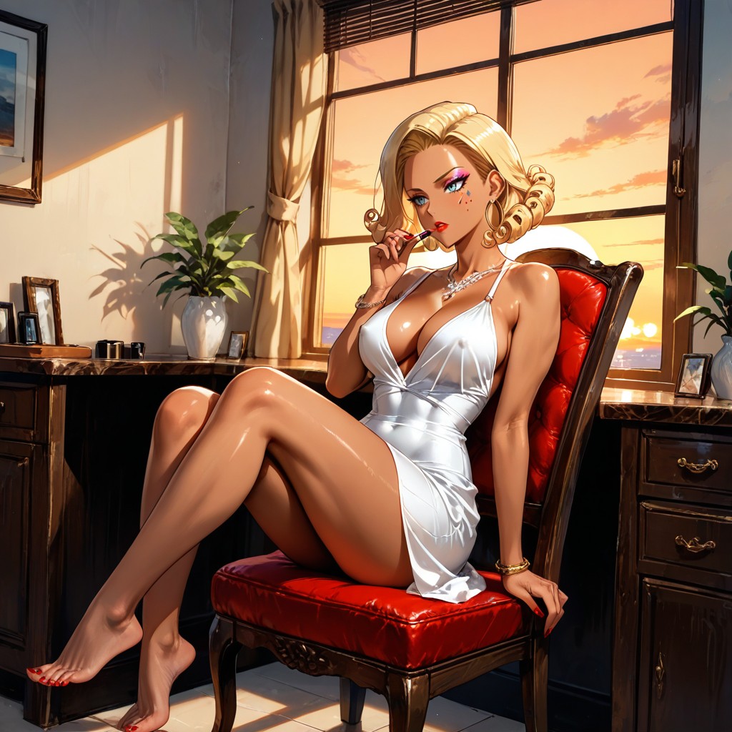 Detailed Face, Perfect Fit Body, Makeup Items On The Table Porno IA Hentai