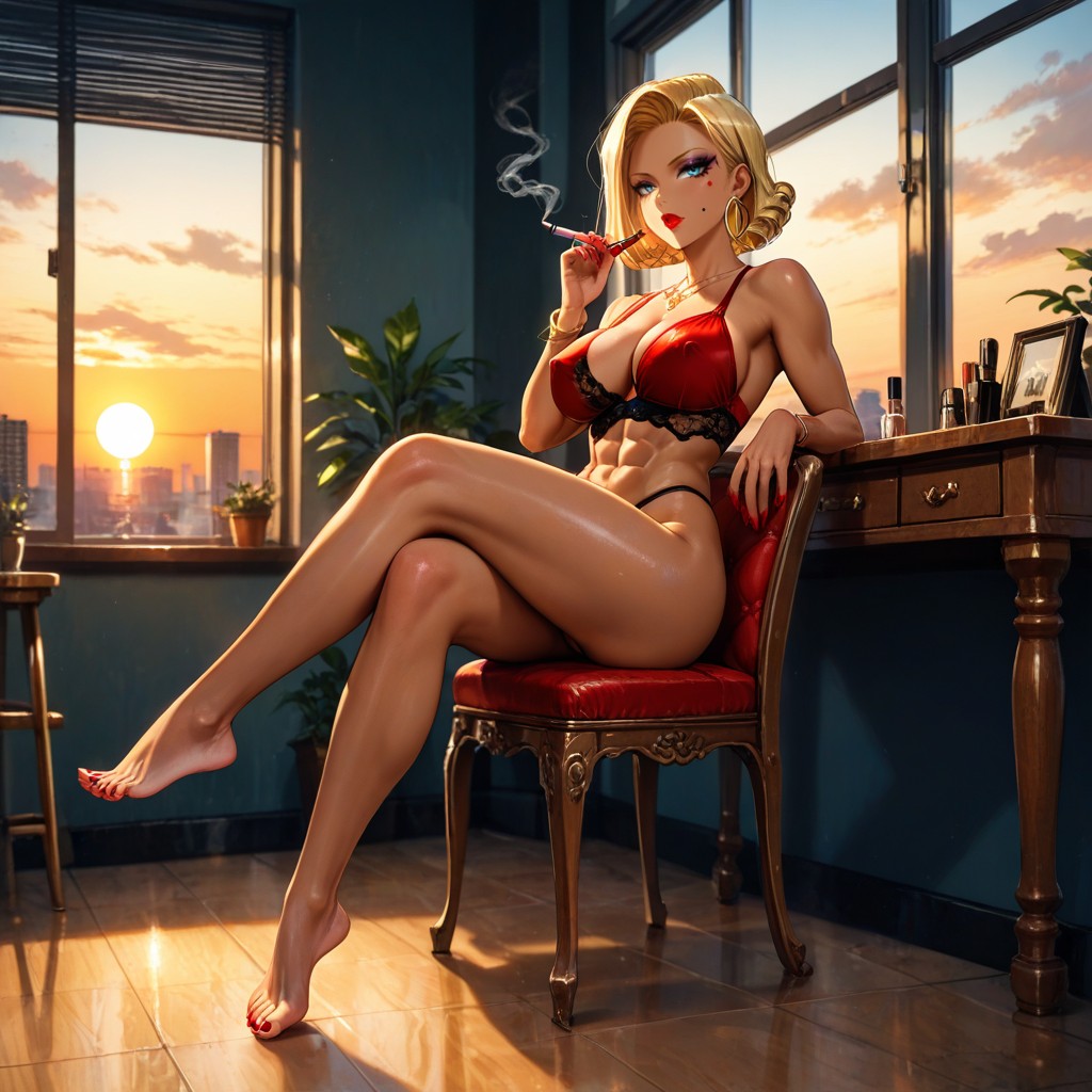 Corps Entier, Extremely Beautiful Woman, Makeup Items On The Table Porno IA Hentai