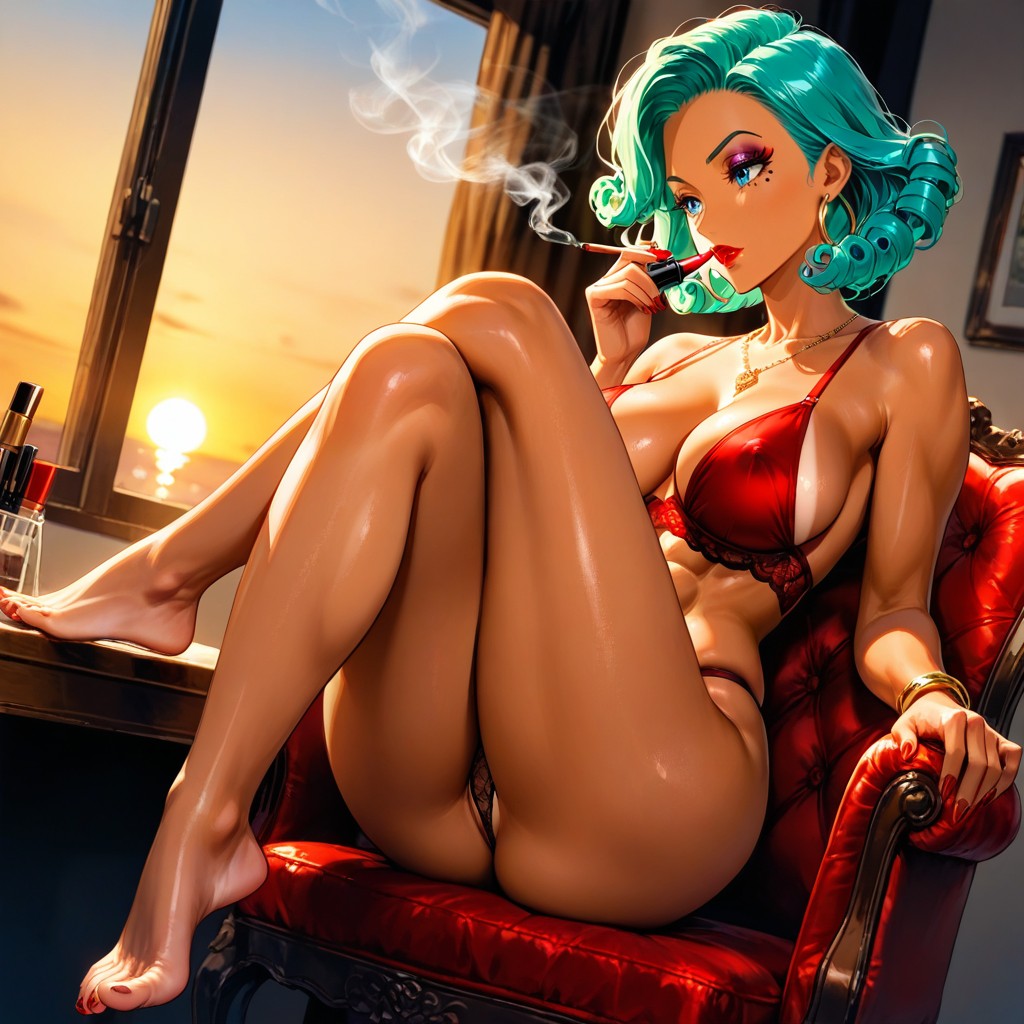 Putting Lipstick On, Detailed Hair, Diamond Necklace Porno IA Hentai
