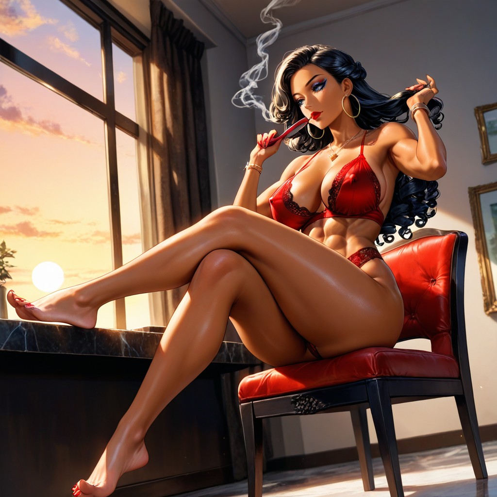 Tanned Skin, Extremely Beautiful Woman, Lignes De Bronzage Porno IA Hentai