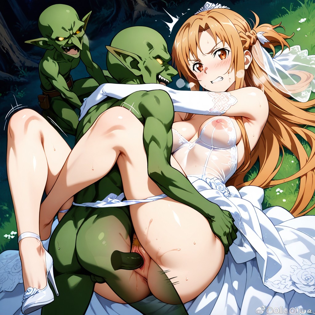 Wedding Dress, Oil Skin, Blonde Pubic Hair Hentai AI Porn