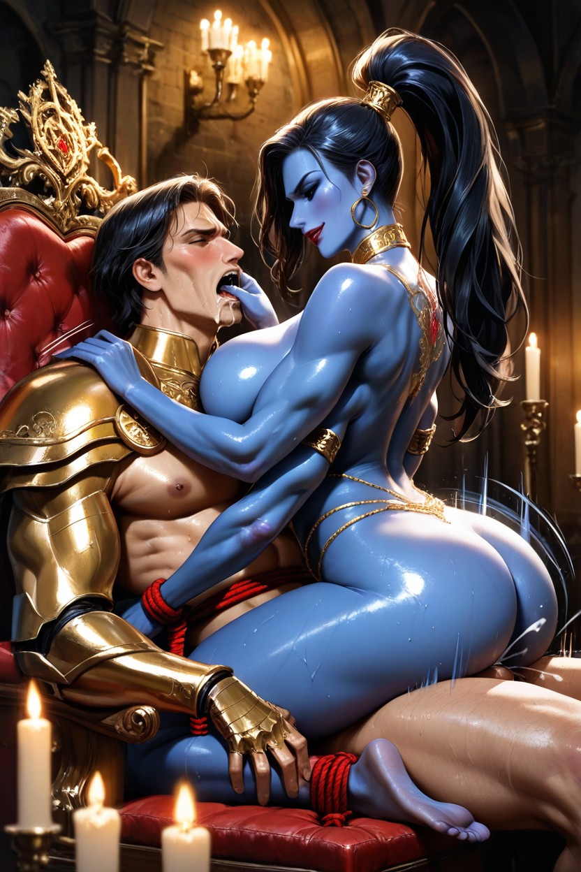 His Mouth Open, Large Ass, Man Sitting On Throne Hentai AI Porn