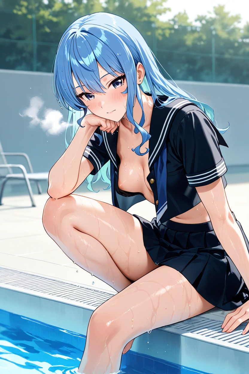 Skinny, Wet Body, Tired Face Hentai AI Porn