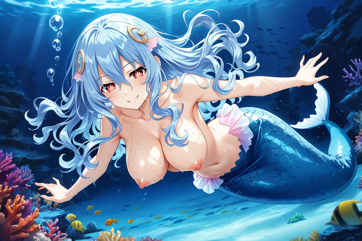 Detailed Scales, Hair That Partially Covers The Nipples, Beautiful Hentai AI Porn
