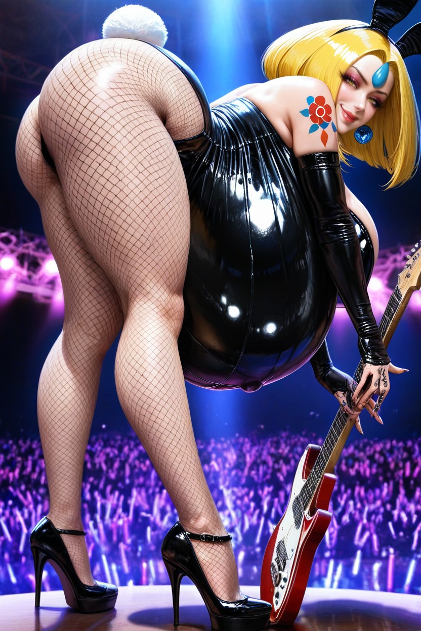 Popped Navel, Puffy Bimbo Lips, Gigantic Fake Bimbo Tits Hentai AI Porn