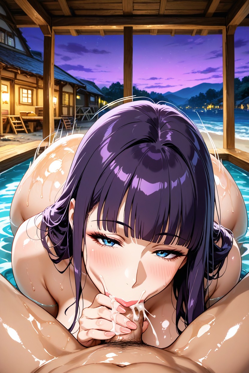 Black Hair, Blowjob Motion Lines, Vacuum Fellatio Hentai AI Porn
