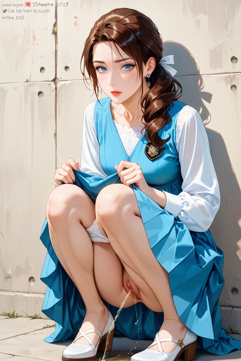 Near Wall In Alley, Caught Peeing, Realistic Face Hentai AI Porn