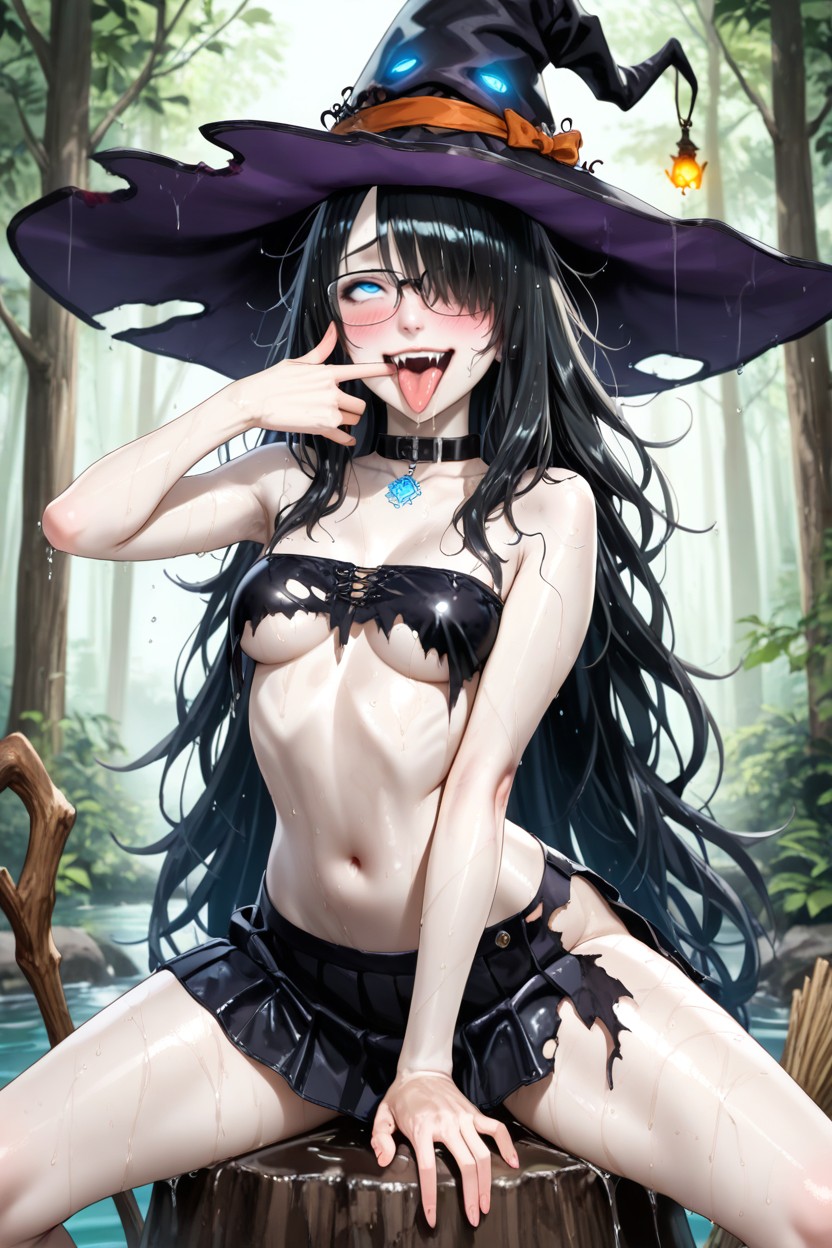 Small Ass, Black Torn Ragged Top, Fangs Hentai AI Porn