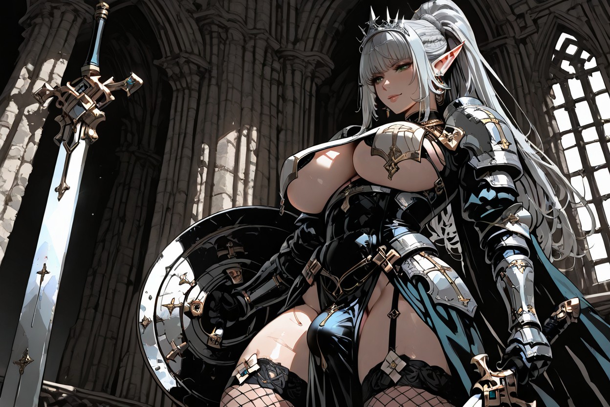 Crotch Curtain Bulge, Ribbons In Hair, Gold Necklace Hentai AI Porn
