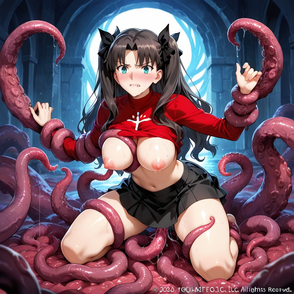 Shocked, Rin Tohsaka Official Clothes Artwork In Fate/stay Night, Medium Breast Hentai AI Porn