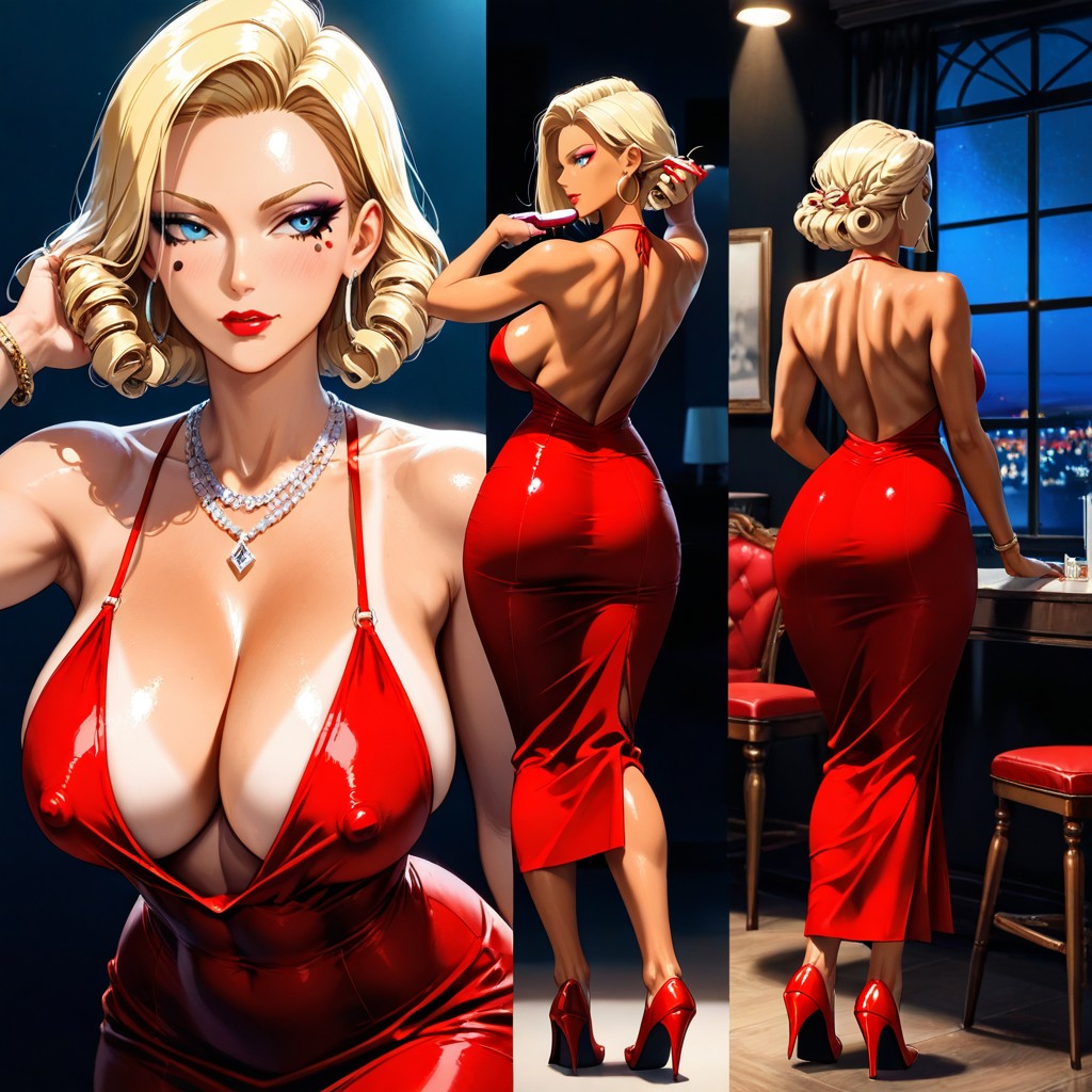 Short Length, Blonde Hair, Large Breast Hentai AI Porn