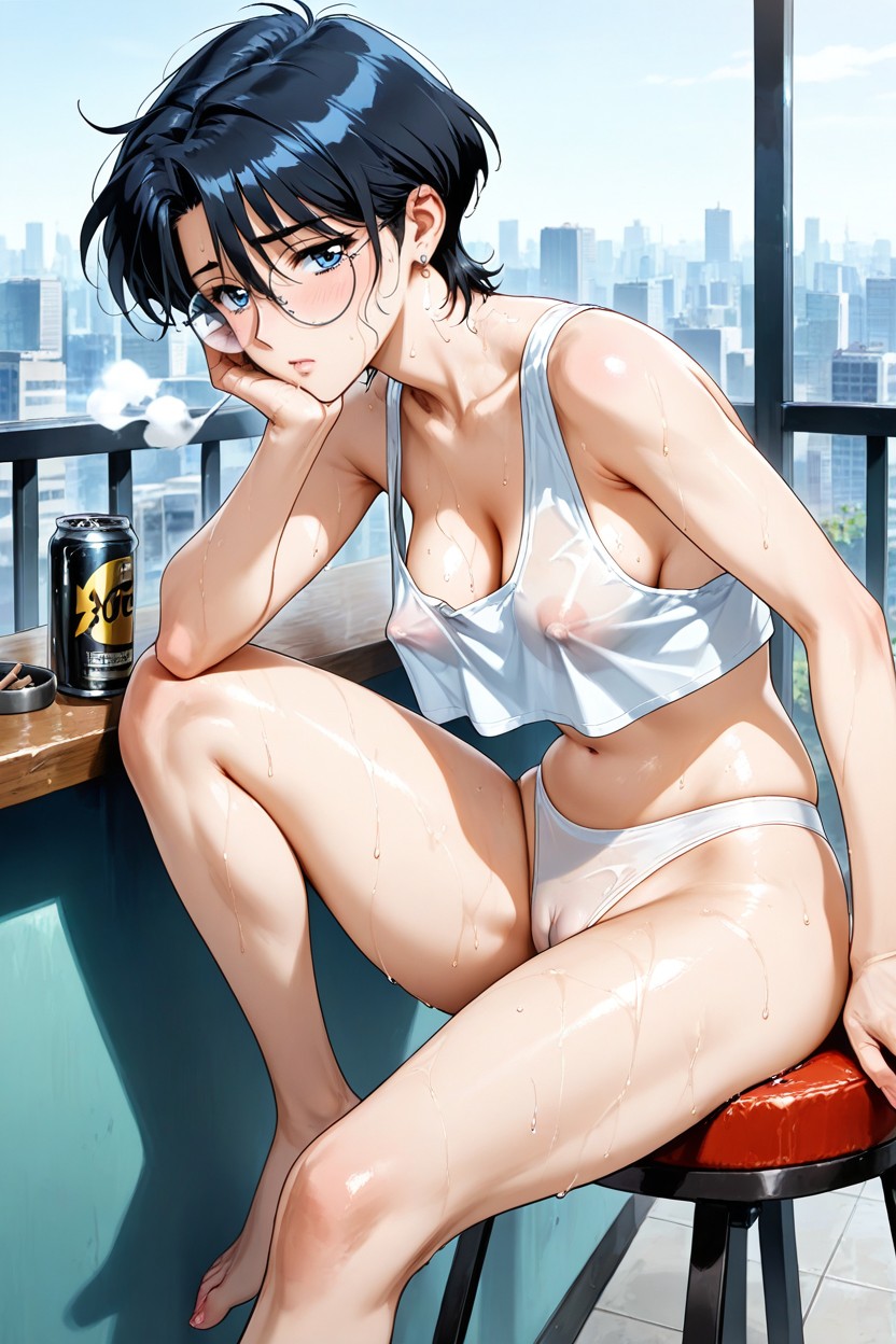 Cigarette On Ashtray, Barefoot, Earrings Hentai AI Porn