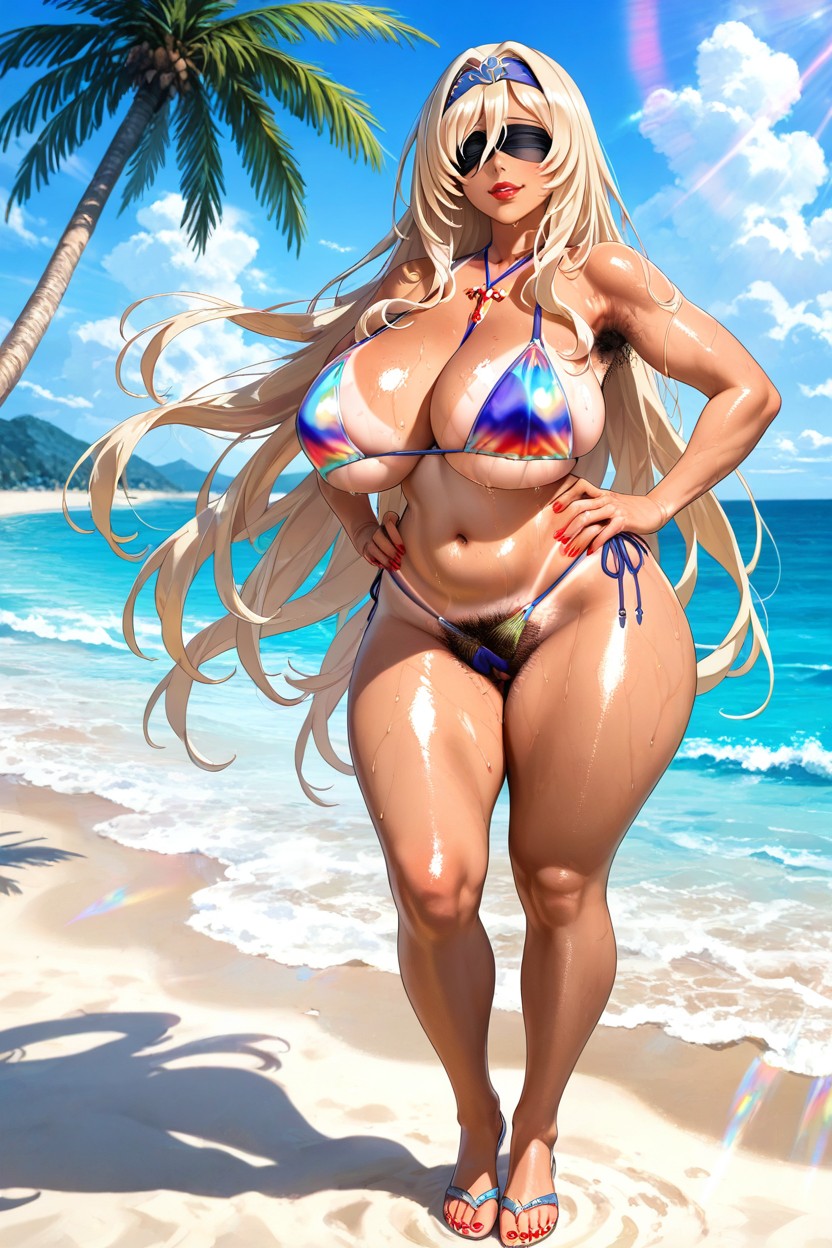 Palm Tree, Exposed Pussy, Naughty Face Hentai IA