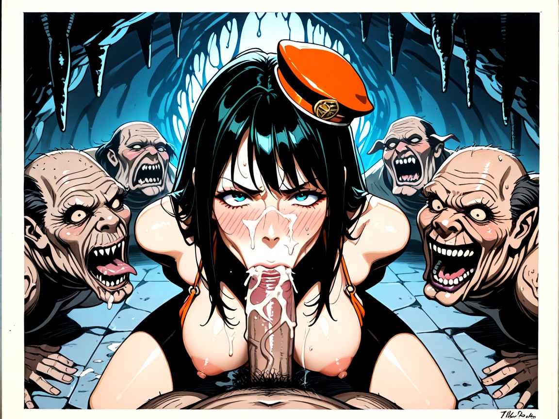 Shocked, Monster Let Her Blow His Dick Deeper And Deeper, Cave Hentai AI Porn