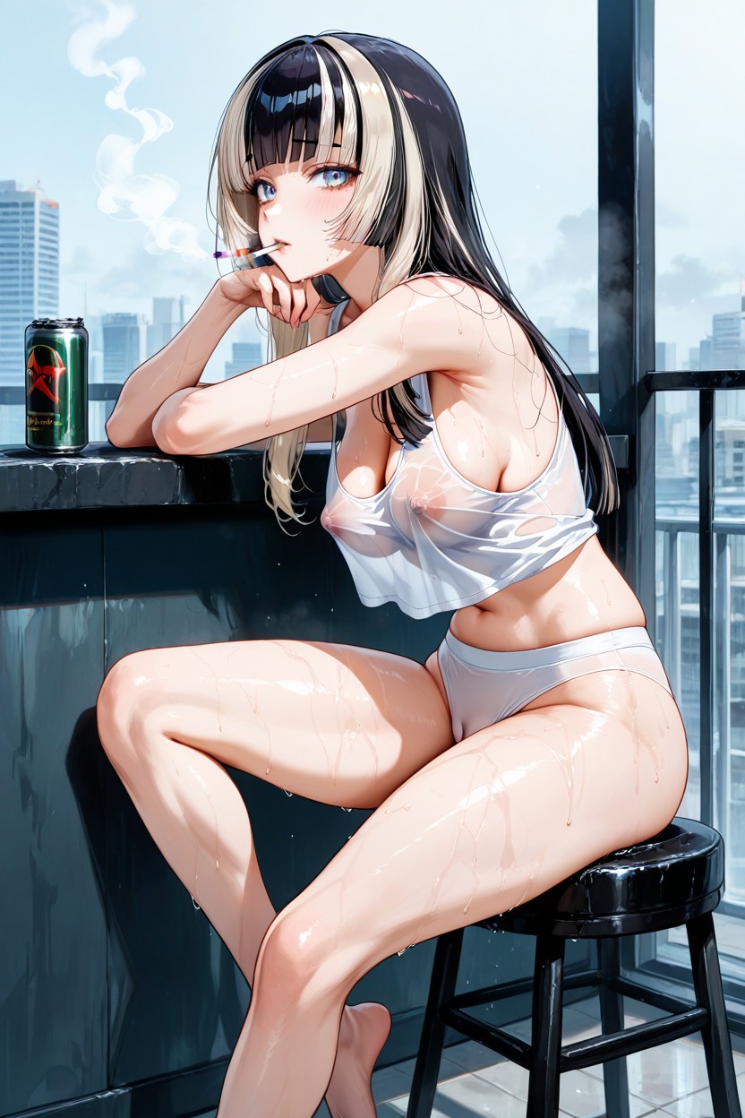 No Bra, Small Ass, Elbow On Knee Hentai AI Porn