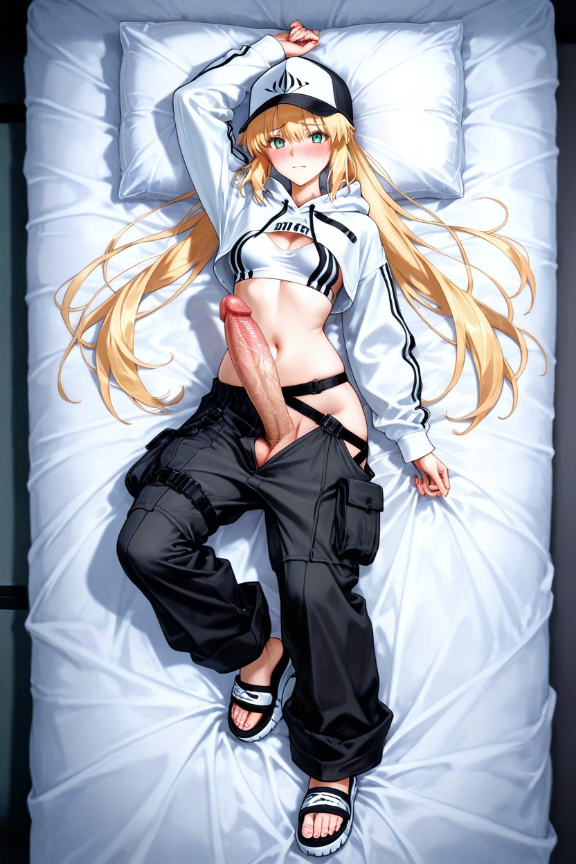 Small Breasts, Exclusively Focused On A Single Character, Asymmetrical Split-leg Cargo Pants Covering One Leg Hentai AI Porn