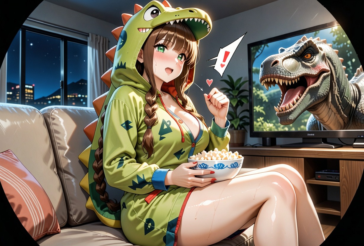Dinosaur Head Hood, Dinosaur Hoodie Pajama, Backlit Hentai AI Porn