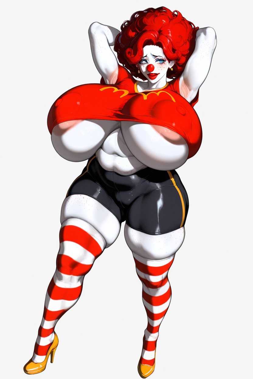 Red Nail Polish, Pale White Freckled Skin, Exaggerated Freckles On Breasts Hentai AI Porn