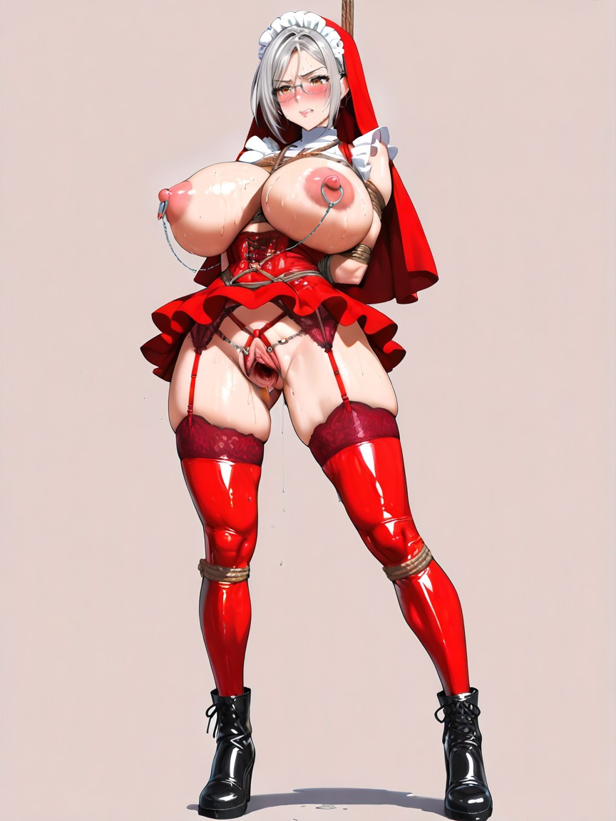 Shibari, Swollen Clitoris, Red Nun Hentai AI Porn