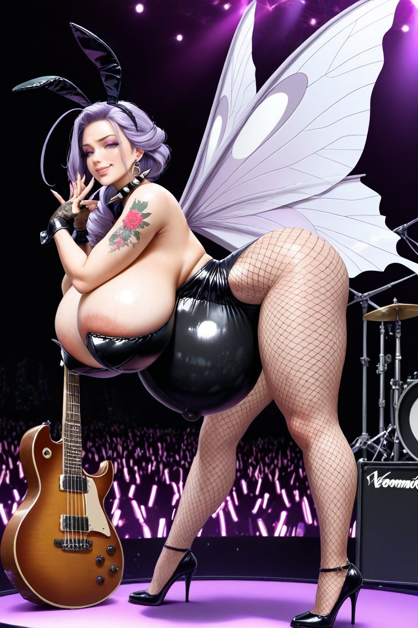 Popped Navel, On Stage, Holding Guitar Hentai AI Porn