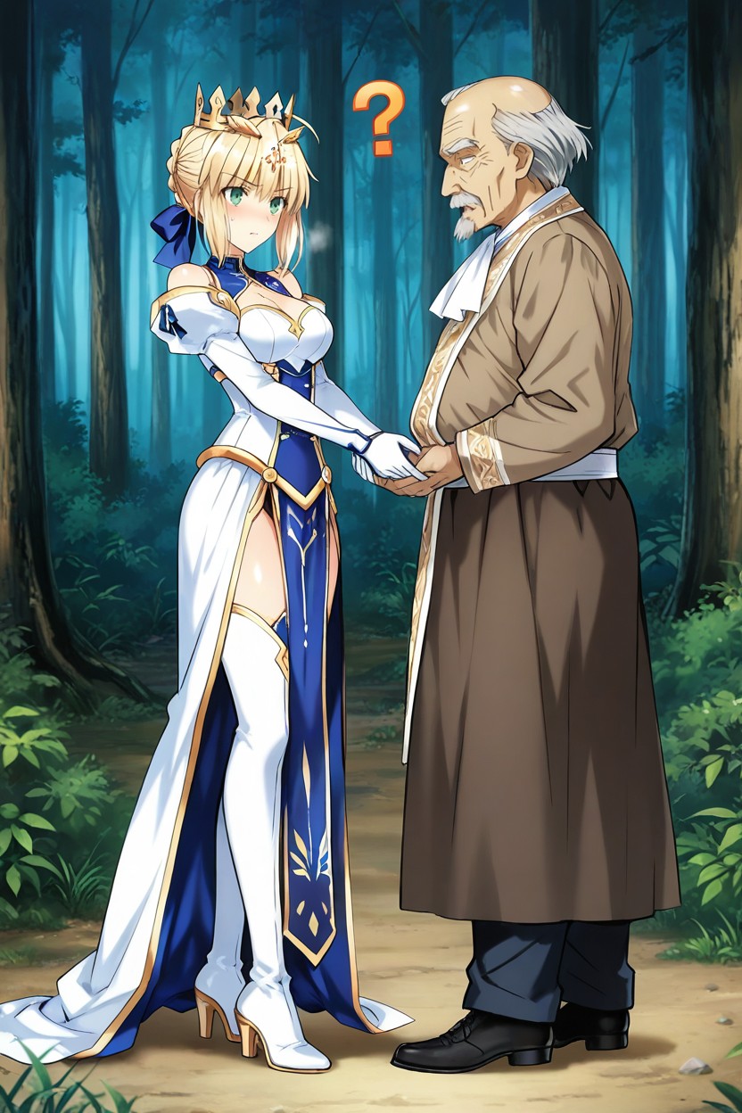Shocked, Skeptical, A Tall Woman Whose Hand Is Being Pulled Hentai AI Porn