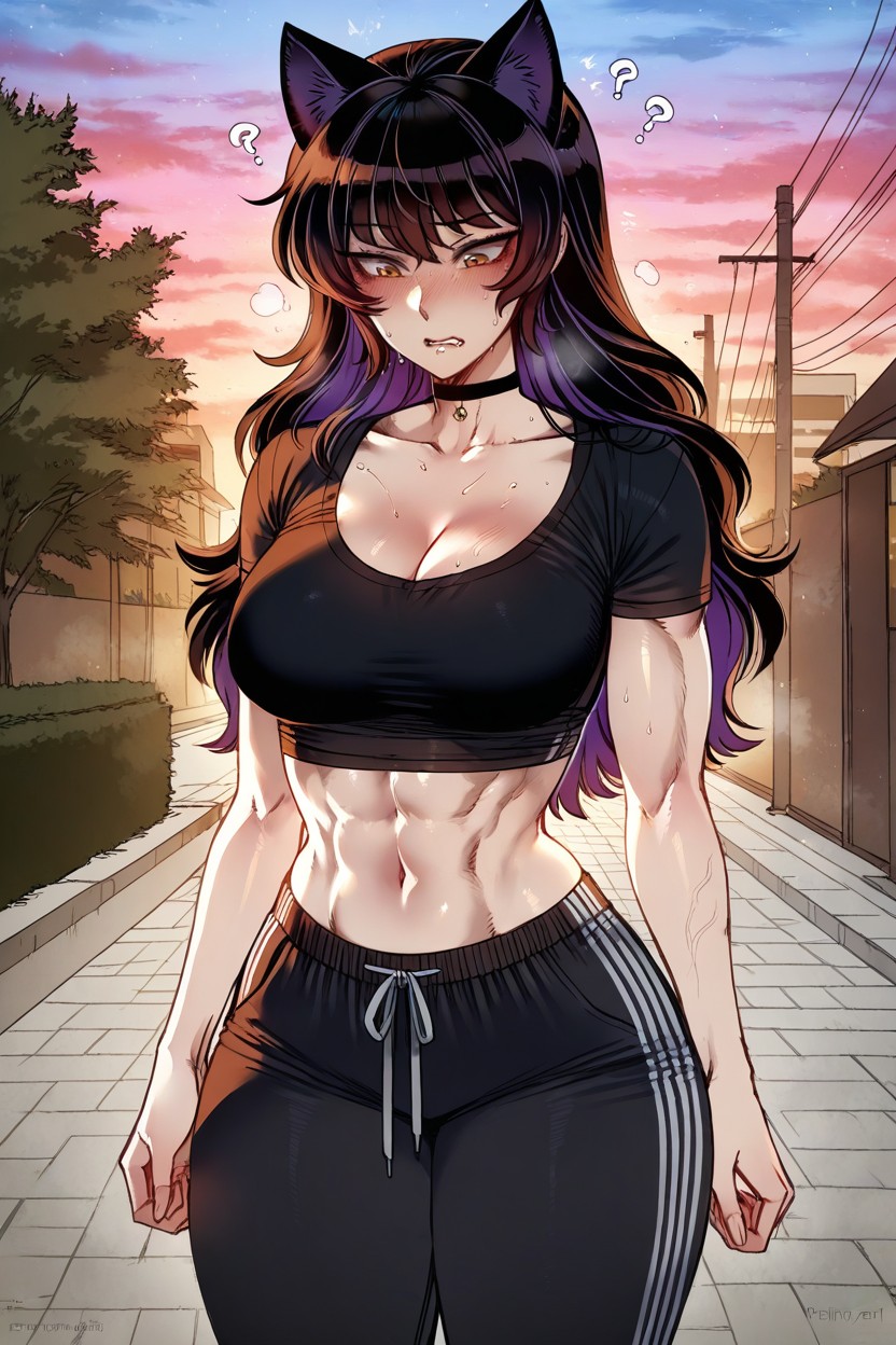 Cleavage, Choker, Long Hair Hentai AI Porn