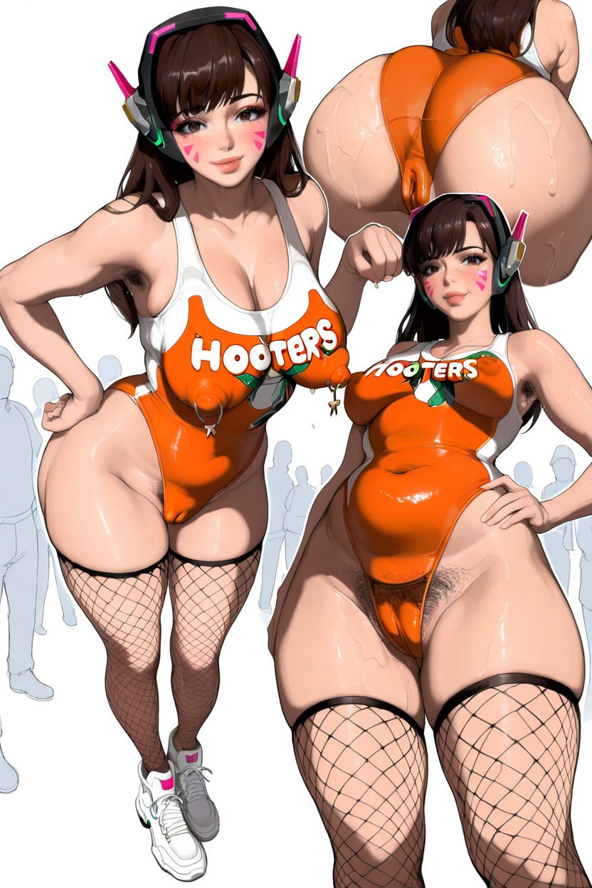 Wet Hair, Many People Around, Front View Hentai AI Porn