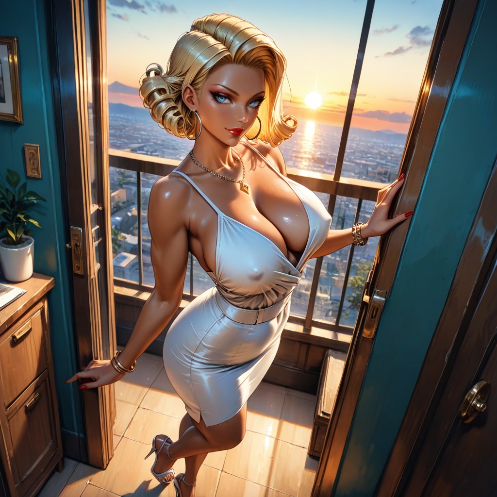 Marilyn, Blue Eyes, Curly Hentai AI Porn