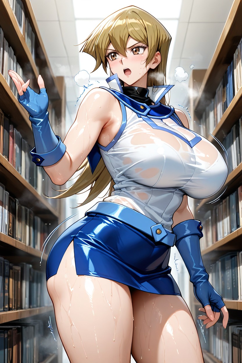 Very Big Breast, Holed Gloves, Brown Eyes Hentai IA