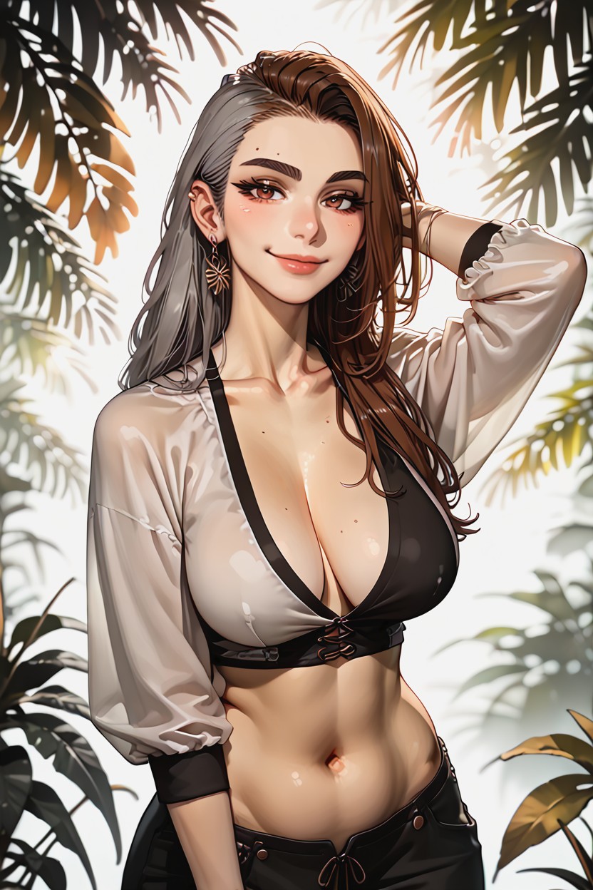 Asymmetrical Hair, Side Bangs, A Hyper-detailed D D Style Hentai AI Porn