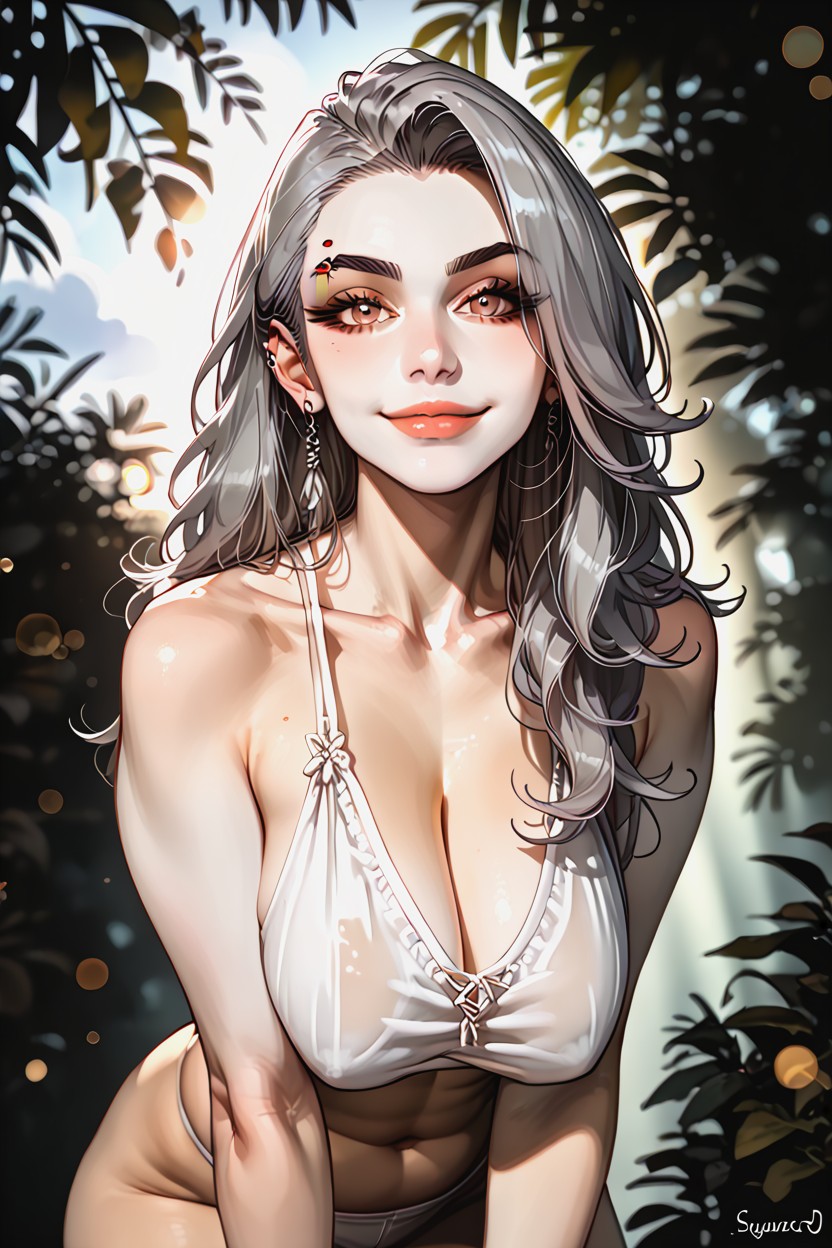 Very Vivid Pale White Skin Tone Pigmentation Complexion, Side View, Perfect Proportions Hentai AI Porn