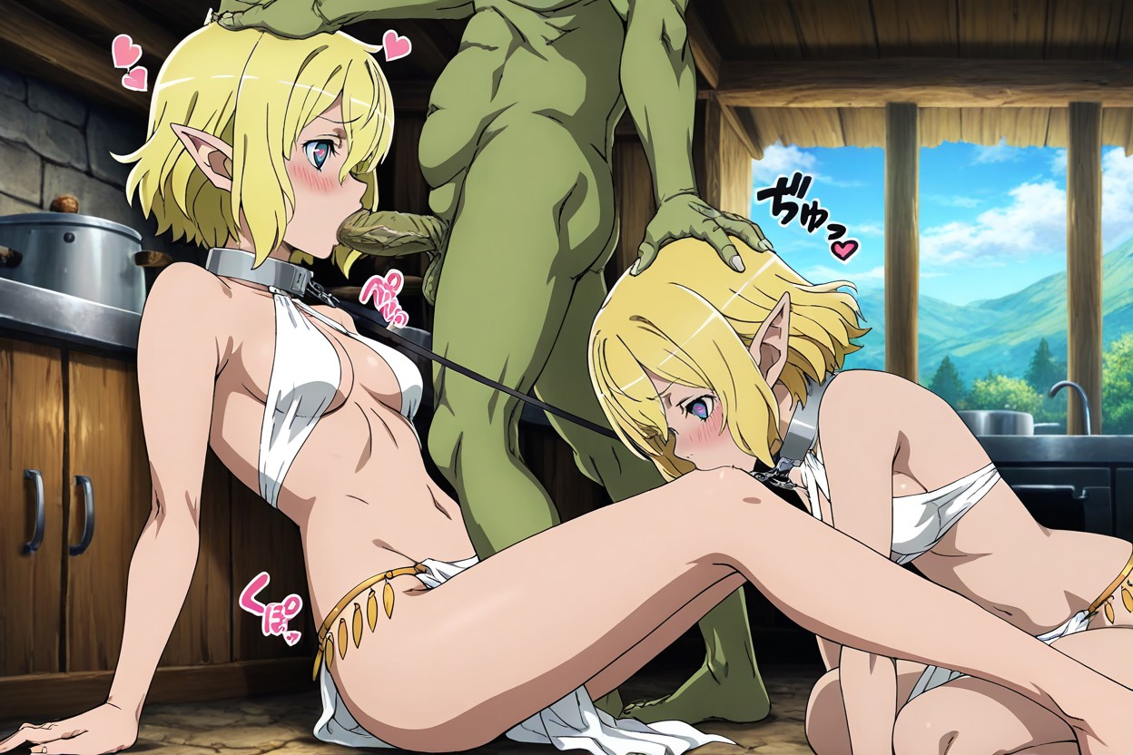 Goblin Standing, Female Taller Than Goblin, Corto Hentai IA
