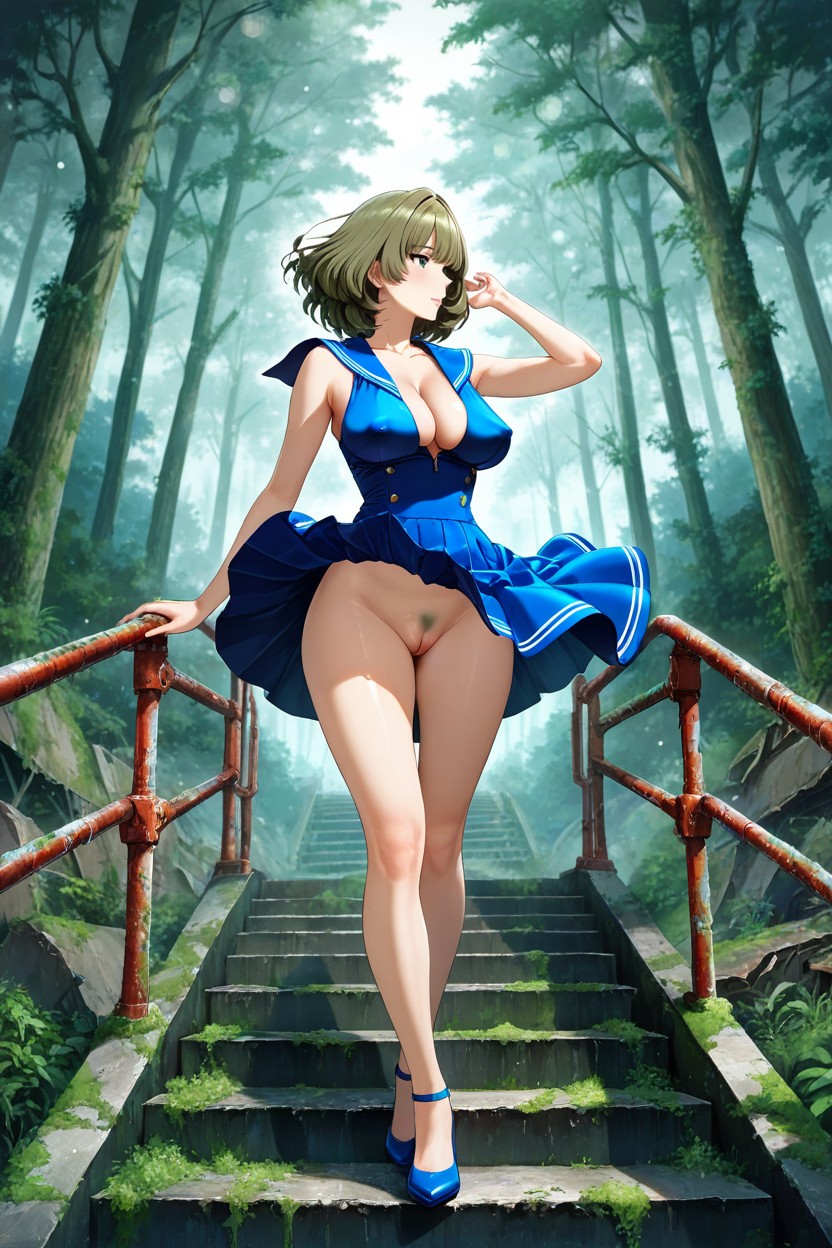 Mountain View, One Hand Touching Ear, Look Away Hentai AI Porn