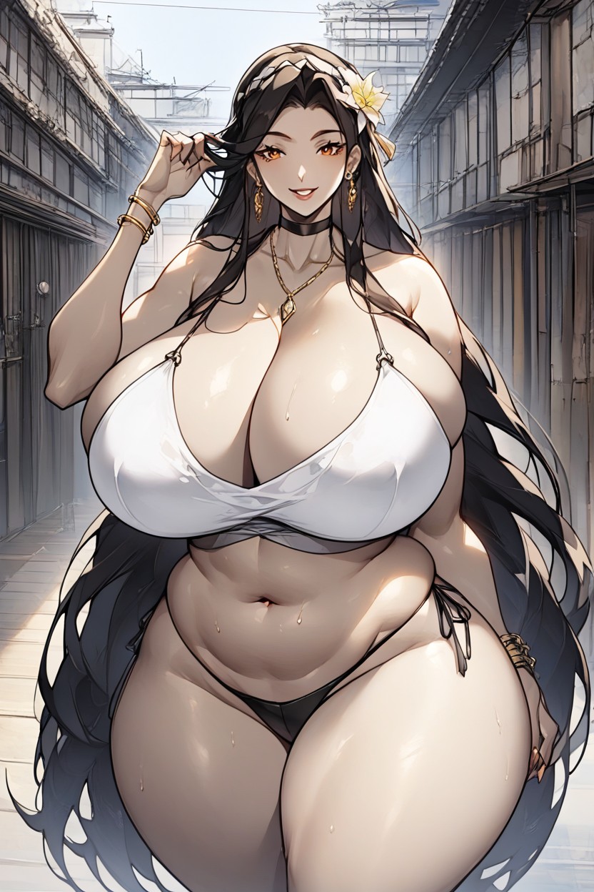 Một Tay Chống Hông, Tay Còn Lại Vuốt Tóc, Nữ Hentai AI Porn