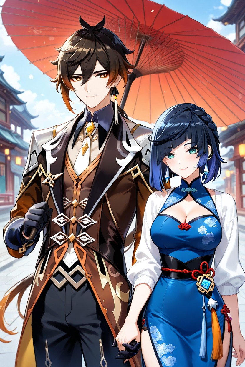 Black_gloves, Tassel, Zhongli_genshin_impact Hentai AI Porn