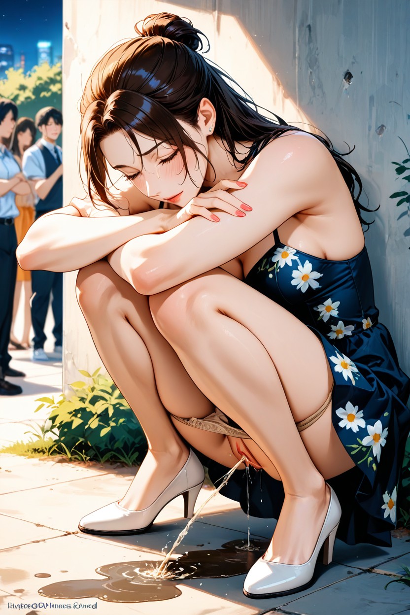 Knees Together Feet Apart, Puddle, The Gets Up Hentai AI Porn