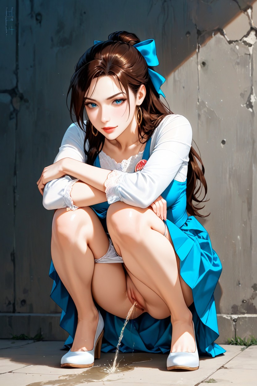 Squatting Bent Down, Night Party, While Squatting She Hunched Hentai AI Porn