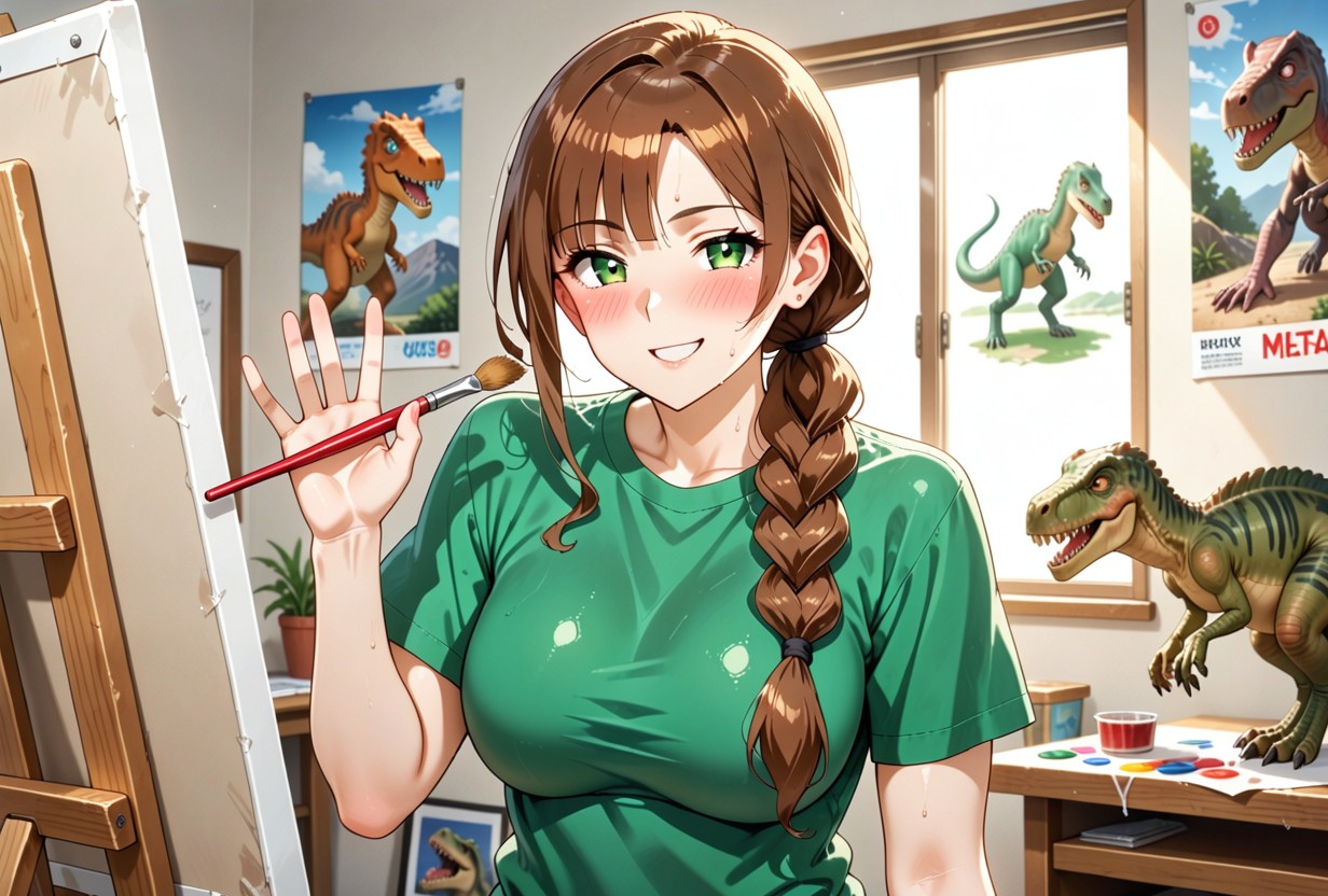 Happy, Paint Brush In Hand, Blushing Hentai AI Porn