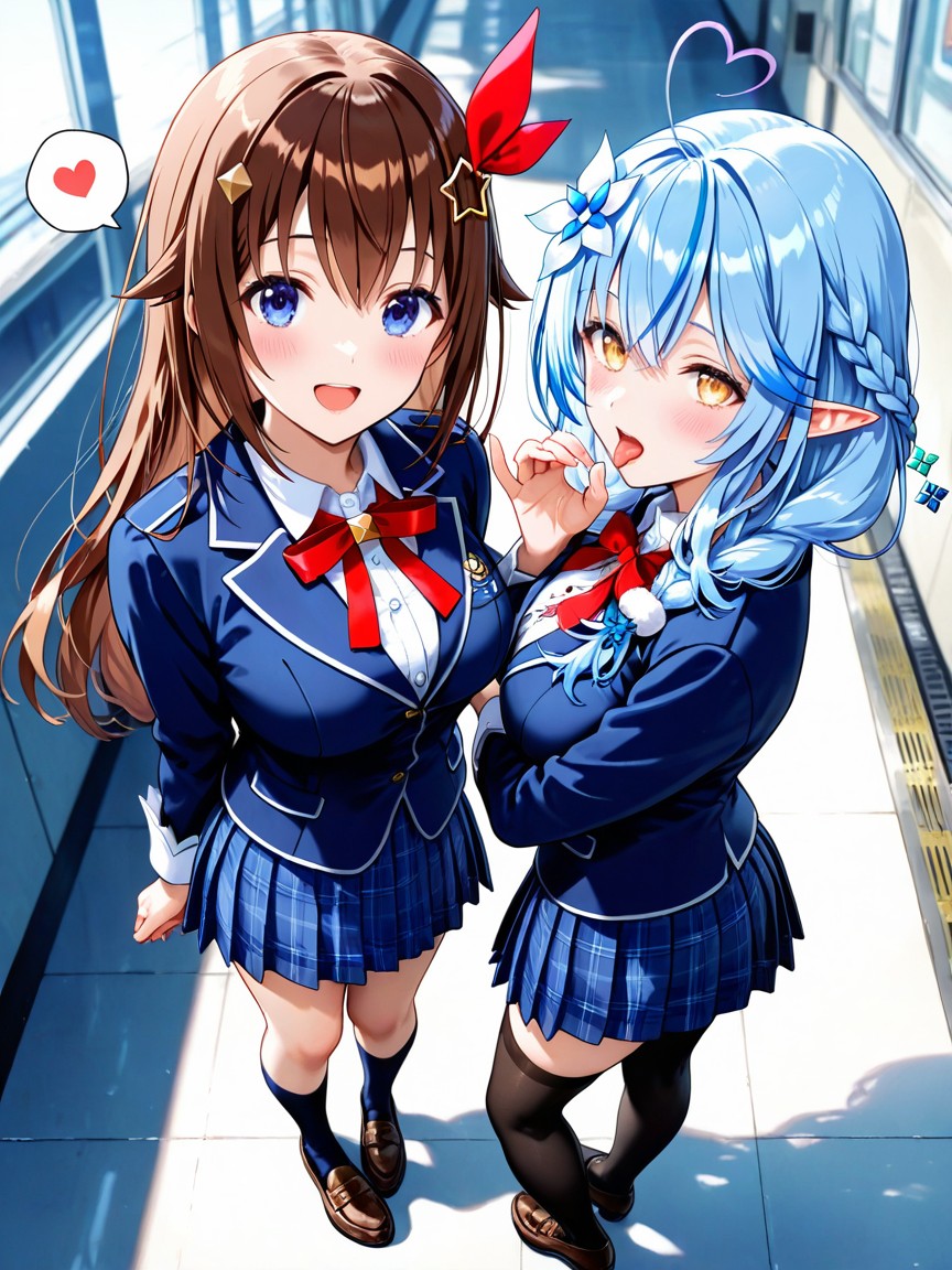 Red Bow At The Chest, Dappled Light, Line Up Hentai AI Porn