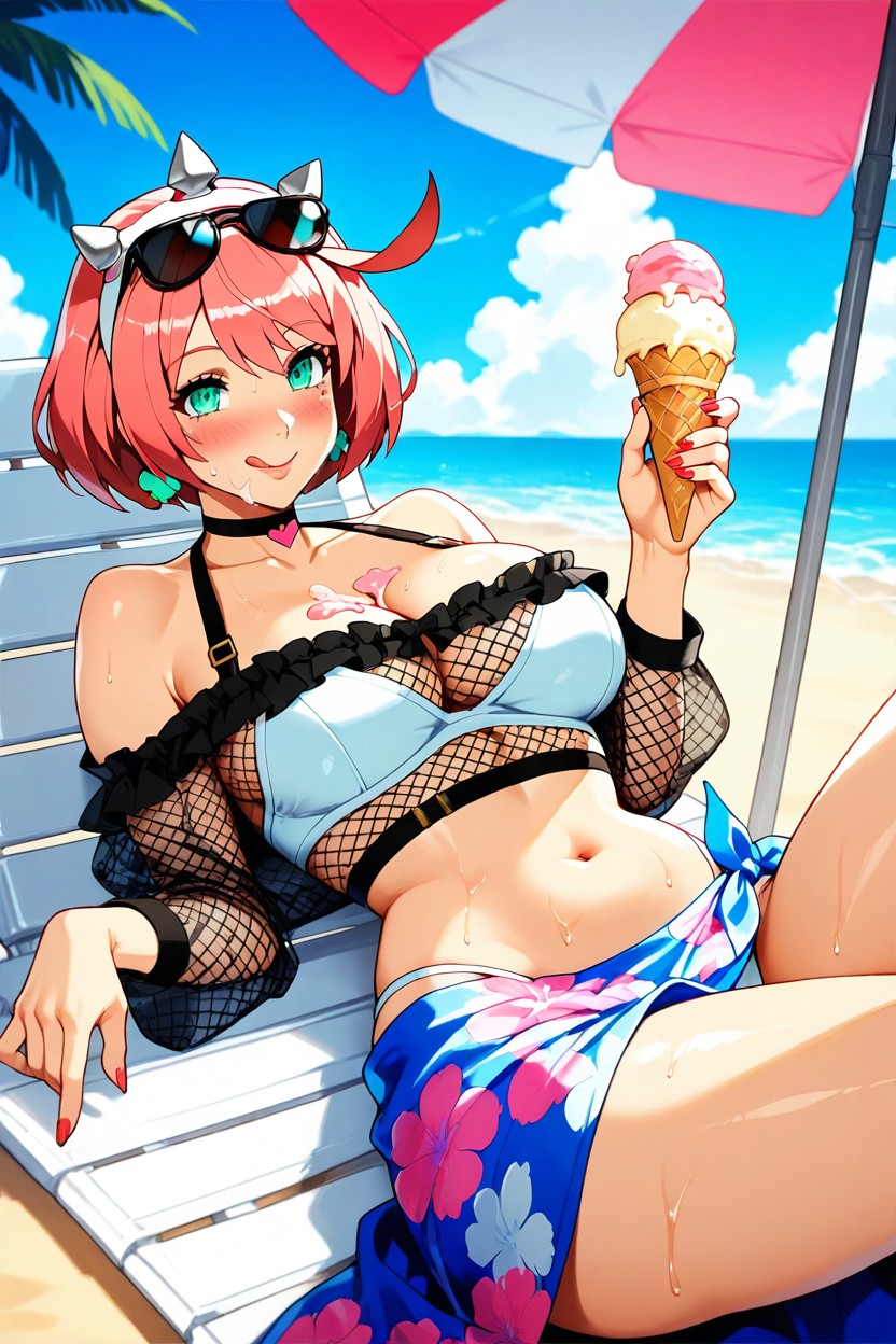 Laying, Clean Shadows Cast By The Umbrella, 25+ Hentai AI Porn