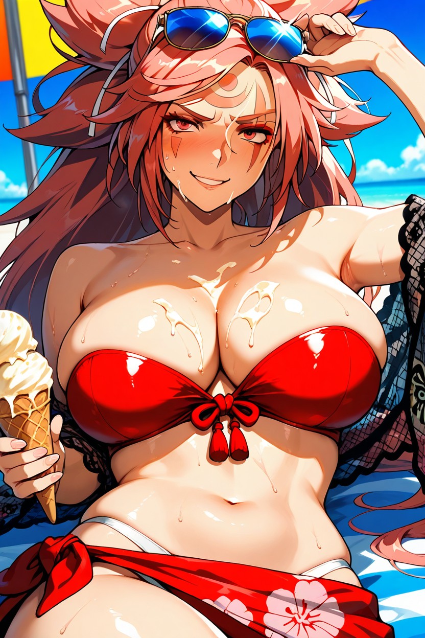 Vibrant Blue Sky, Traviesa, Sunglasses On The Head Hentai IA