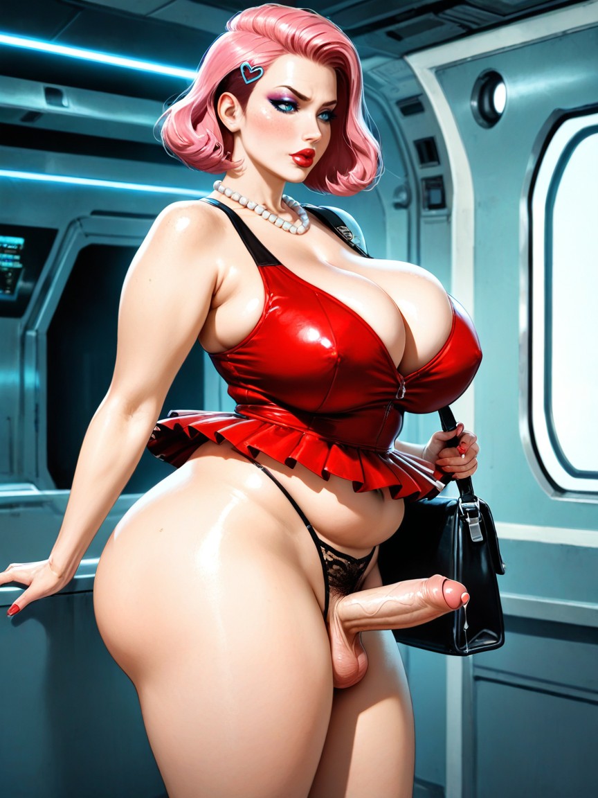 Erect Cock, Pleated Red Tutu, Very Sexy Hentai AI Porn