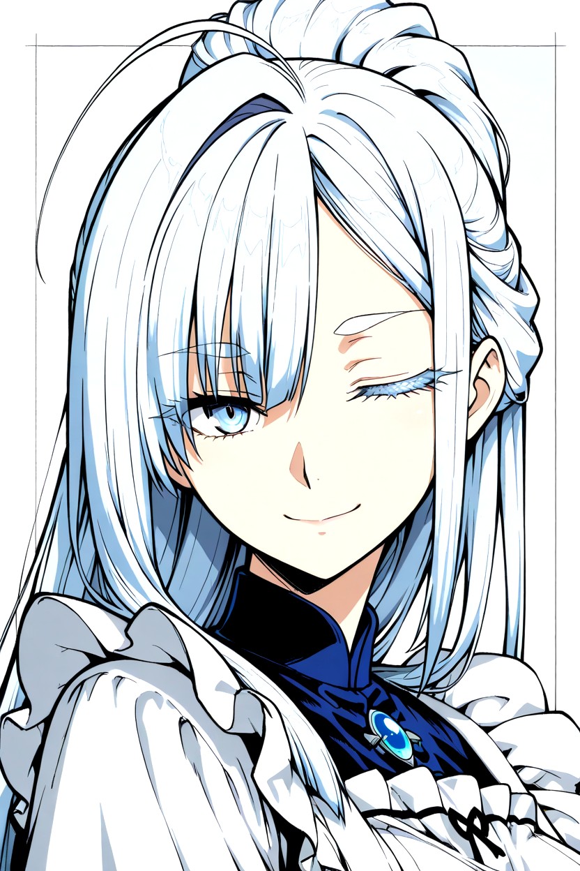 Silver Eyebrows, Fair Skin, Single Ahoge Hentai AI Porn